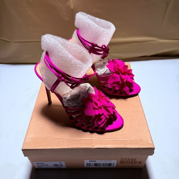 Steve Madden Jolisa Women's Heel Shoes Fuchsia Satin Size 8.5 - Picture 5 of 9